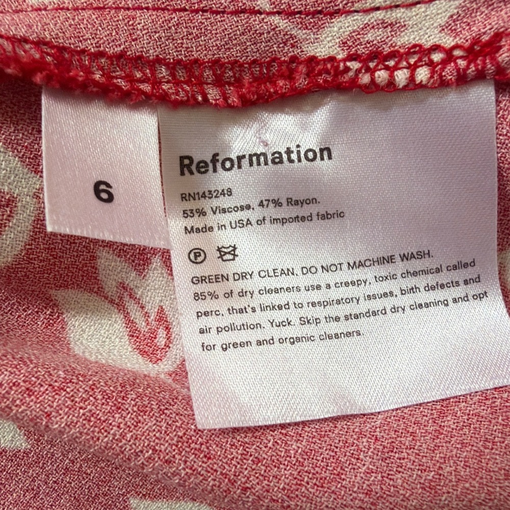 Reformation Red Mini Dress with White Floral Print - Picture 10 of 10